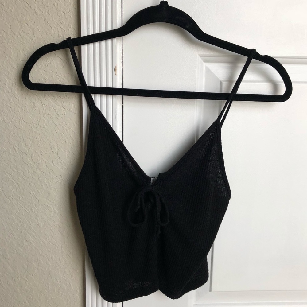 Brandy Melville Knit Lace-Up Top - Black